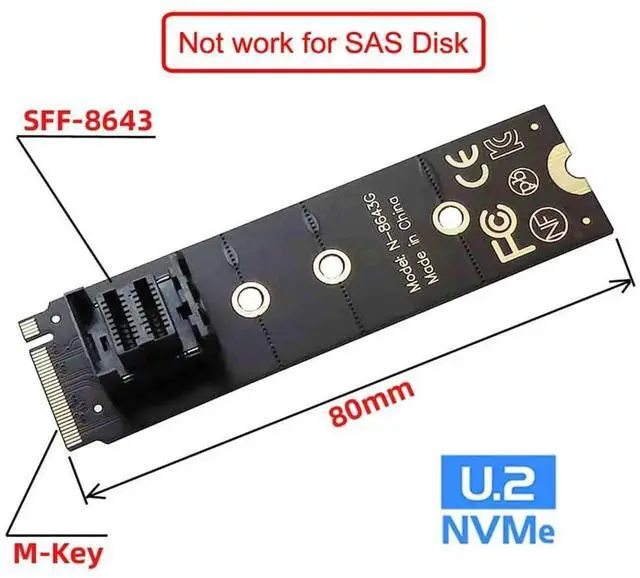 Alt view image 5 of 7 - WRIARICH 2280 U.2 SFF-8639 NVMe PCIe 4.0 SSD Adapter Kit, SFF-8643 Mini SAS HD to U.2 Converter Compatible with Intel P3600 P3700 750 Series SSD