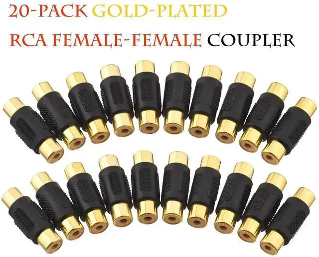 Alt view image 3 of 6 - WRIARICH 20 Pack Gold Plated RCA Female to Female Audio Video Coupler