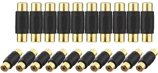 Alt view image 5 of 6 - WRIARICH 20 Pack Gold Plated RCA Female to Female Audio Video Coupler