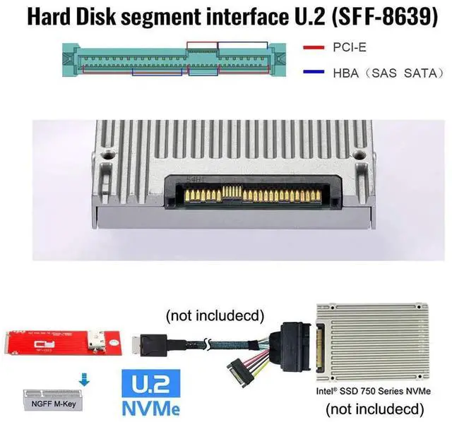 Alt view image 7 of 7 - WRIARICH M.2 M-Key to OCuLink SFF-8612 SFF-8611 Adapter, PCIe 4.0 for 2260 NVMe SSD