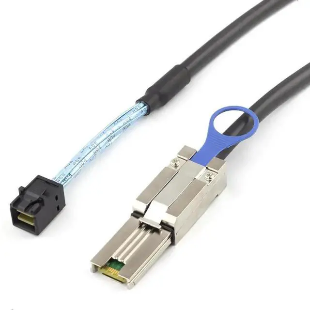 Alt view image 4 of 4 - 0.5m Cross-Generation SAS Conversion Cable SFF-8088 Male to SFF-8643 Male, 6Gbps 28AWG Black Flat Connector Mini SAS HD Wire for Server RAID HBA Card, Internal Storage Backplane & External DAS Disk En