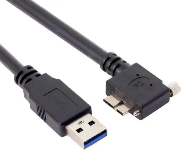 Alt view image 2 of 7 - WRIARICH 5.0M 90° Left Angled USB 3.0 A Male to Micro B Male Cable, Panel Mount with Screws