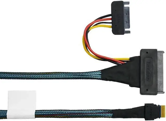 Alt view image 4 of 5 - WRIARICH 100cm Slim SAS SFF-8654 4i to SFF-8639 U.2 NVMe SSD Cable with 15Pin SATA Power, PCIe 4.0 High-Speed Internal Storage Data Cable