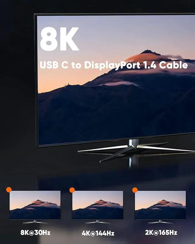 Alt view image 4 of 7 - WRIARICH 8K USB C to DisplayPort 1.4 Adapter 40Gbps, Thunderbolt 3/4 to DP Converter Support 8K@60Hz 4K@144Hz HDR for Valve Index, Oculus Rift S, MacBook, iPhone 15, Dell XPS
