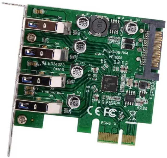 Main image of WRIARICH Low Profile 4-Port PCIe USB 3.0 Expansion Card, PCI Express X1 USB Hub Adapter 5Gbps for Desktop Motherboard