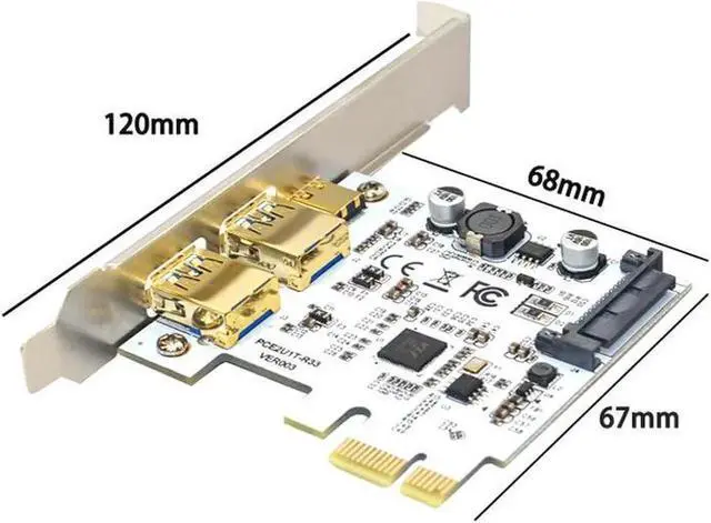 Alt view image 5 of 6 - WRIARICH PCIe x1 USB 3.1 Gen1 Expansion Card, 2×USB-A + 2×USB-C 5Gbps Desktop Internal USB Hub Add-On Card with Full-Height PCI Slot Bracket