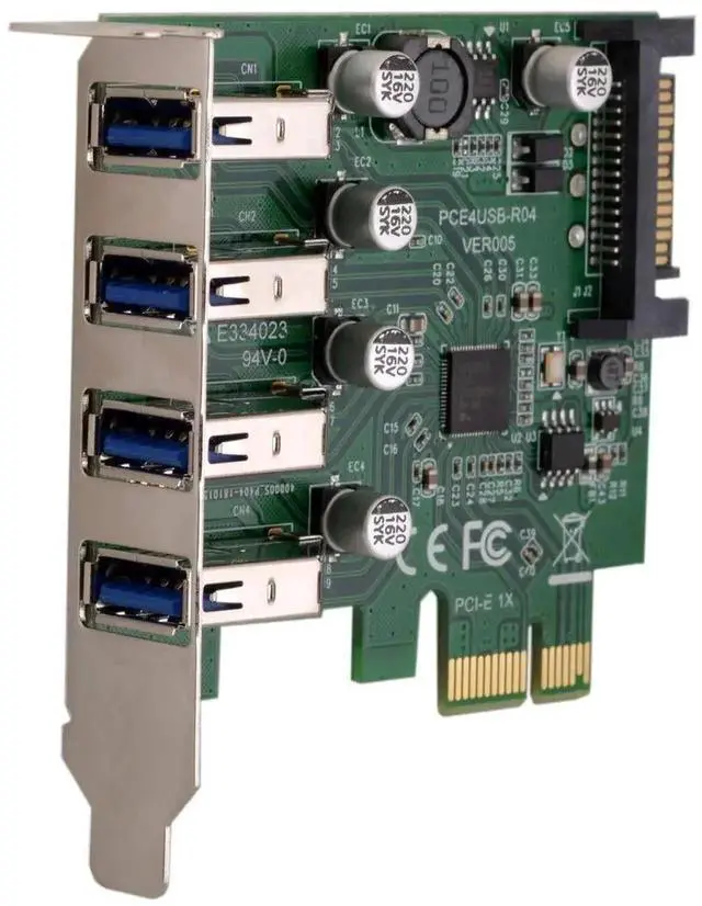Alt view image 2 of 7 - WRIARICH 4 Port PCI-E 1X to USB 3.0 Expansion Card, PCI Express USB Hub Adapter with 80mm & 120mm Dual Bracket