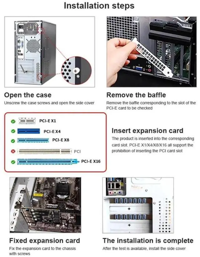 Alt view image 3 of 7 - WRIARICH 4 Port PCI-E 1X to USB 3.0 Expansion Card, PCI Express USB Hub Adapter with 80mm & 120mm Dual Bracket