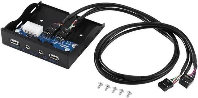 Alt view image 2 of 4 - WRIARICH 3.5 Inch Floppy Bay USB 2.0 Front Panel Hub, Desktop Case Internal Expansion Panel with 2 USB2.0 Ports, HD Stereo Audio & Mic Jack, 9Pin Extension Cable (2 Feet), Black for DIY PC Chassis