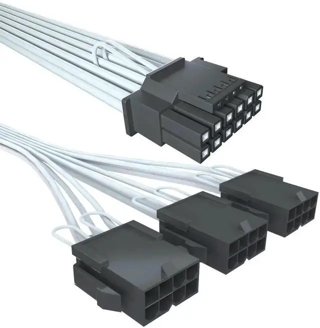 Alt view image 3 of 7 - WRIARICH 3-Pack 30cm White Sleeved PCIe 5.0 12VHPWR 16Pin(12+4) Extension Cables, 16AWG High Current GPU Power Extender Cord Compatible with RTX 3090Ti, RTX 4080, RTX 4090 & ATX 3.0 Modular PSU