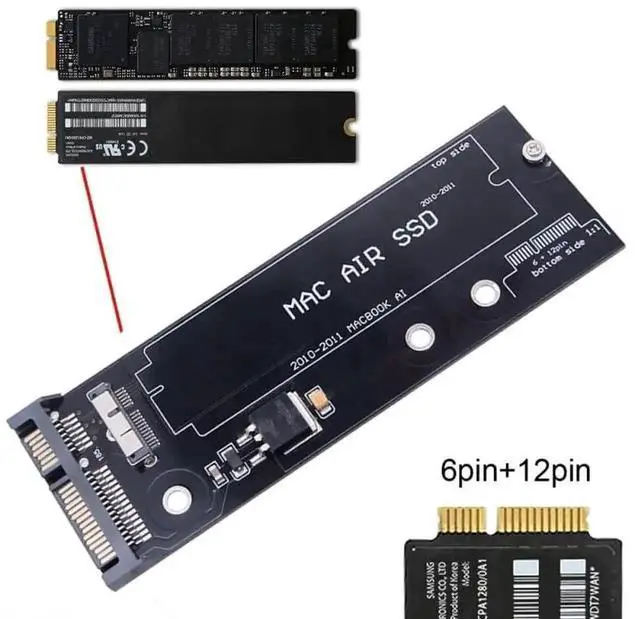 Alt view image 5 of 7 - WRIARICH USB 3.0 to SATA 22Pin & 12+6Pin SSD Adapter, PCB Disk Drive Cable for 2010-2011 MacBook Air A1369 A1370 SSD