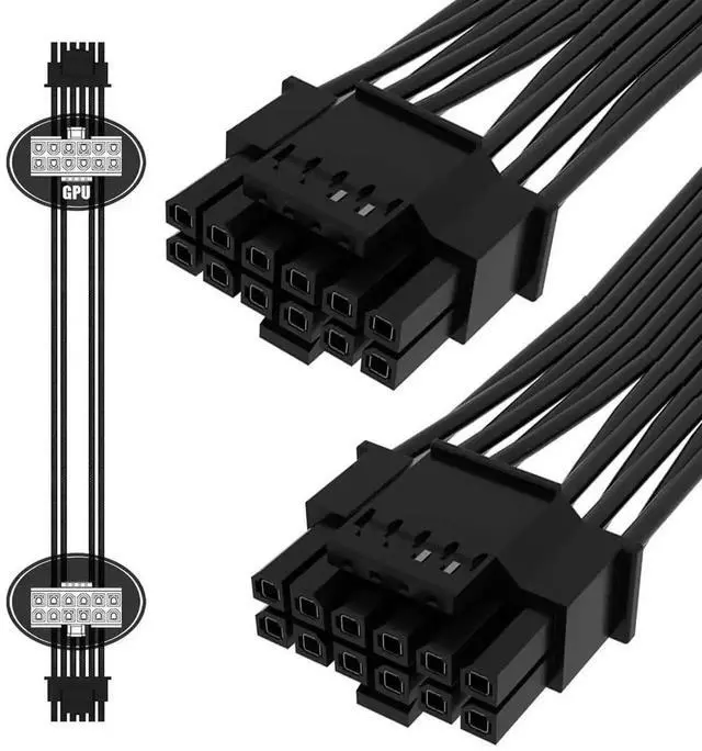 Alt view image 3 of 7 - WRIARICH ATX 3.0 PCIe 5.0 12VHPWR Modular Cable, 16Pin to 16Pin (12+4Pin) GPU Power Cord