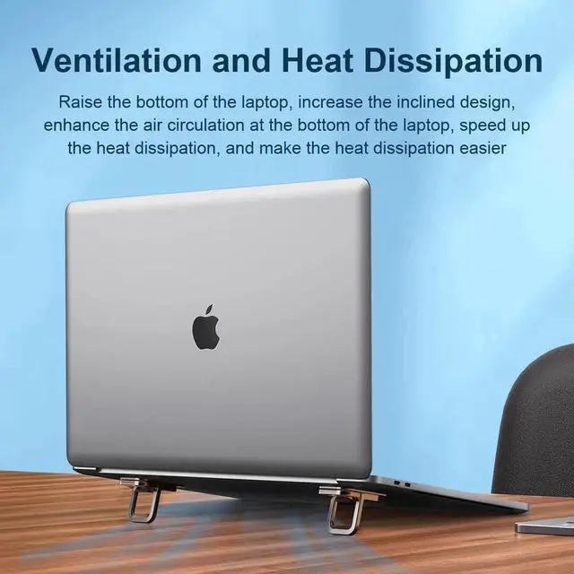 Alt view image 2 of 7 - WRIARICH Grey Adjustable Height Aluminum Laptop Stand, Portable Invisible Ergonomic Laptop Riser Cooling Kickstand Fit 12-17 Inch Laptops & Tablets, Compatible with MacBook Pro Air