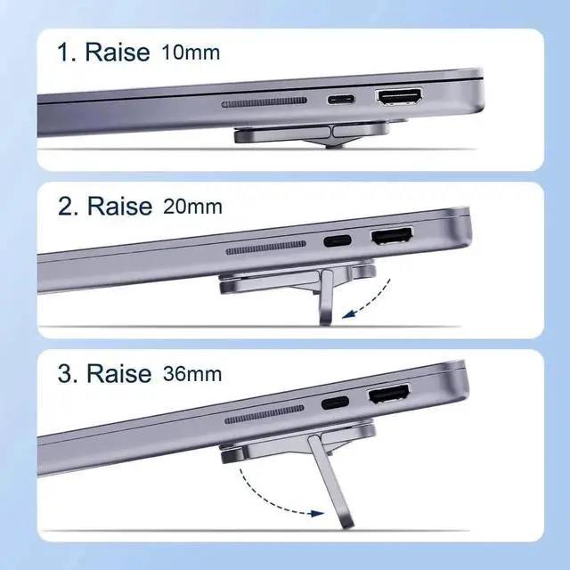 Alt view image 4 of 7 - WRIARICH Grey Adjustable Height Aluminum Laptop Stand, Portable Invisible Ergonomic Laptop Riser Cooling Kickstand Fit 12-17 Inch Laptops & Tablets, Compatible with MacBook Pro Air