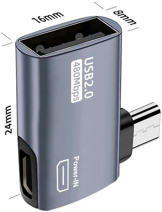 Alt view image 5 of 6 - WRIARICH 4 Pack 90 Degree Left & Right Angled Powered Micro USB OTG Adapter, Grey Micro USB Male to USB A Female OTG Connector for Fire TV Stick 4K, Android Phones, Tablets & Micro USB Host Devices