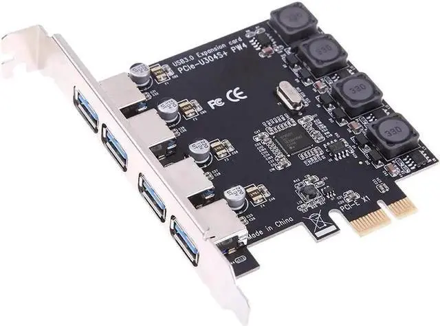 Alt view image 2 of 2 - WRIARICH PCI Express 4-Port USB 3.0 Expansion Card, PCIe X1/X4/X8/X16 Compatible SuperSpeed USB 3.0 Controller Adapter for Desktop PC Motherboard