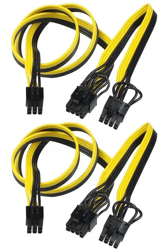 Main image of WRIARICH 2 Pack 6Pin Male to Dual 8Pin(6+2) Male PCIe Splitter Power Cable, 18AWG Ribbon Extension Cord for Graphics Card