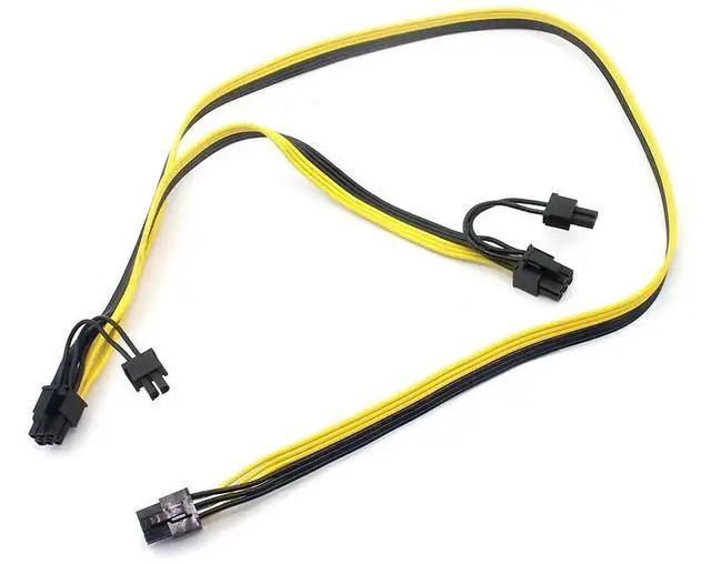 Alt view image 3 of 7 - WRIARICH 2 Pack 6Pin Male to Dual 8Pin(6+2) Male PCIe Splitter Power Cable, 18AWG Ribbon Extension Cord for Graphics Card