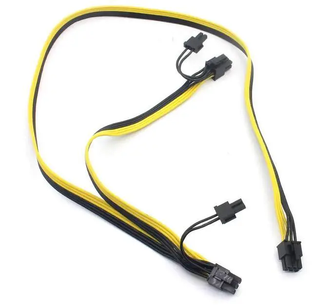 Alt view image 4 of 7 - WRIARICH 2 Pack 6Pin Male to Dual 8Pin(6+2) Male PCIe Splitter Power Cable, 18AWG Ribbon Extension Cord for Graphics Card