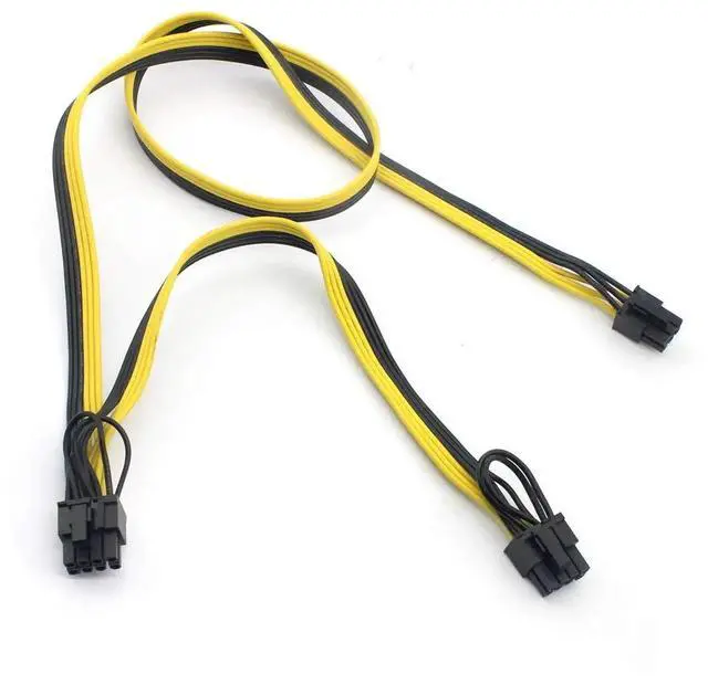 Alt view image 7 of 7 - WRIARICH 2 Pack 6Pin Male to Dual 8Pin(6+2) Male PCIe Splitter Power Cable, 18AWG Ribbon Extension Cord for Graphics Card
