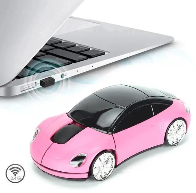 Alt view image 2 of 7 - WRIARICH Pink 2.4GHz Wireless Gaming Mouse, Cool 3D Sports Car Shaped Wireless Mouse with USB Receiver for PC Laptop Computer