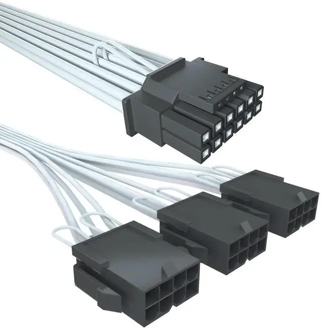 Alt view image 5 of 7 - WRIARICH White PCIe 5.0 12VHPWR PSU Extension Cable, 16AWG 16Pin(12+4) GPU Power Cord Compatible with RTX 3090Ti/4080/4090, 3PCS 30CM Each