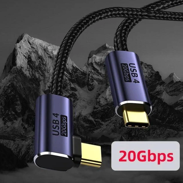 Alt view image 3 of 7 - WRIARICH 3M Left & Right Angled USB4.0 Type-C Male to Male Cable, 20Gbps Gen2 Data, 100W 20V 5A Fast Charging for Laptops, Tablets & Phones