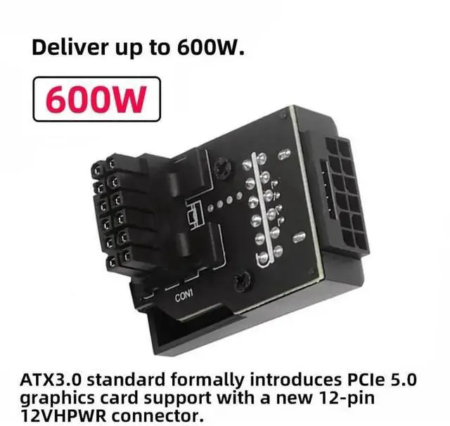 Alt view image 7 of 7 - WRIARICH Up Angled 90° 12VHPWR Male to Female Adapter, ATX3.0 PCIe5.0 12+4Pin GPU Power Extender, Compatible with RTX 3080, 3090Ti Series Graphics Cards