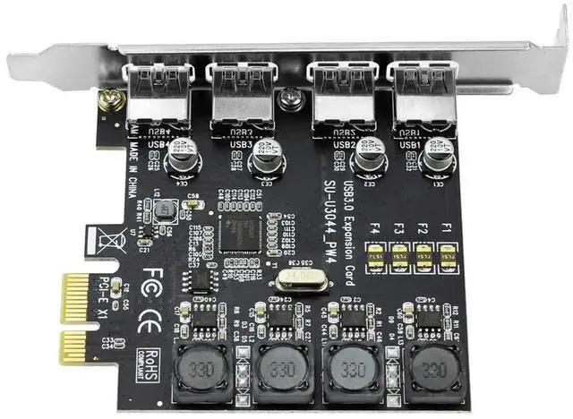 Alt view image 2 of 7 - WRIARICH 4-Port PCI-E USB 3.0 Expansion Card, 5Gbps PCI Express USB 3.0 Controller Adapter Compatible with PCIe X1/X4/X8/X16 Slots for Windows 7/8/10