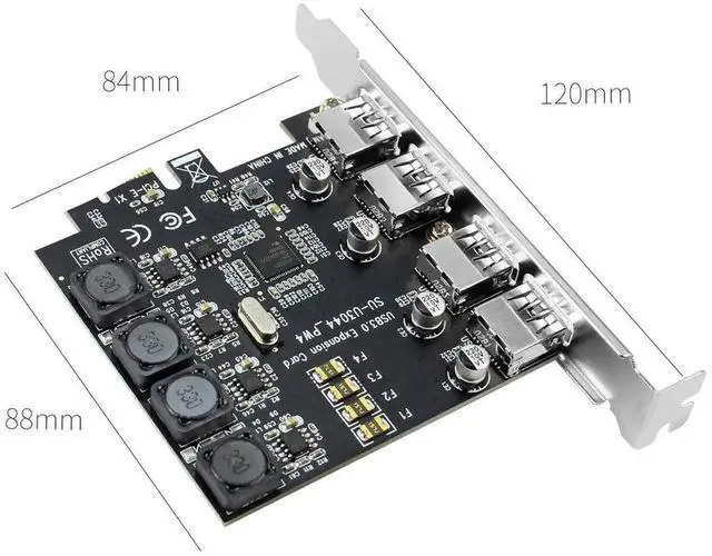 Alt view image 5 of 7 - WRIARICH 4-Port PCI-E USB 3.0 Expansion Card, 5Gbps PCI Express USB 3.0 Controller Adapter Compatible with PCIe X1/X4/X8/X16 Slots for Windows 7/8/10