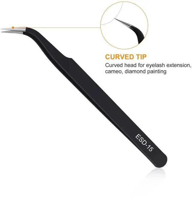 Alt view image 3 of 7 - WRIARICH 9PCS ESD Anti-Static Stainless Steel Precision Tweezers Kit for Soldering, Lab, Jewelry, Model & Craft