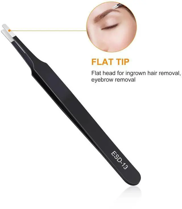 Alt view image 6 of 7 - WRIARICH 9PCS ESD Anti-Static Stainless Steel Precision Tweezers Kit for Soldering, Lab, Jewelry, Model & Craft