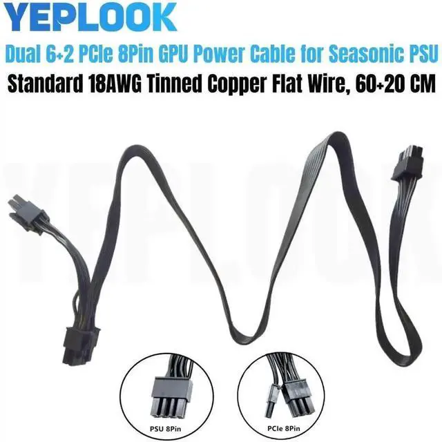 Main image of WRIARICH PCIe Dual 8Pin (6+2Pin) Modular GPU Power Cable Compatible with Seasonic Platinum Series 660W, 760W, 860W, 1050W, 1200W Full Modular Power Supply