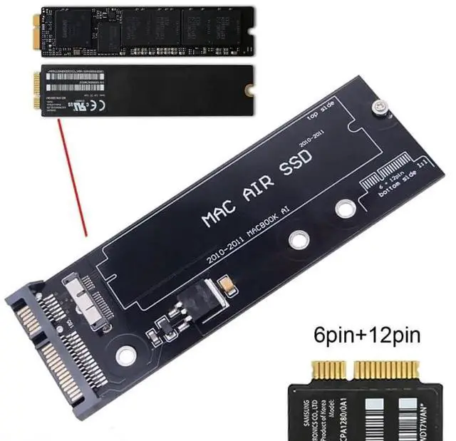 Alt view image 4 of 7 - WRIARICH USB 3.0 to SATA 22Pin & 12+6Pin SSD Adapter, PCB Converter for 2010-2011 MacBook Air A1369 A1370