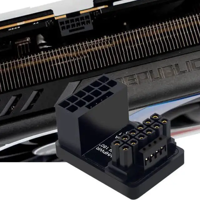 Alt view image 2 of 7 - WRIARICH U-Shaped Back Bend 12VHPWR Power Adapter, ATX3.0 PCIe 5.0 12+4Pin to 16Pin Up Angled Connector, Compatible with RTX 4080, 5090Ti Graphics Cards
