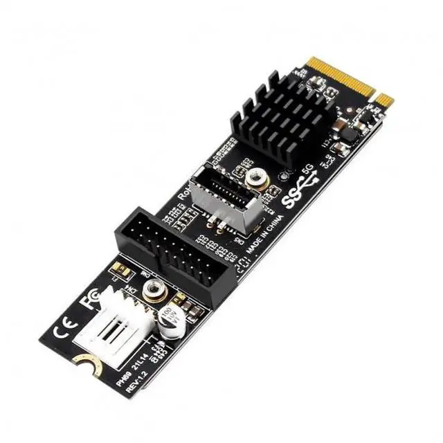 Alt view image 2 of 7 - WRIARICH M.2 NVME M-Key to USB 3.1 Type-E Front Panel Adapter, 5Gbps USB 2.0 Header Expansion Card for Motherboard