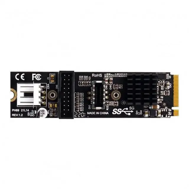 Alt view image 4 of 7 - WRIARICH M.2 NVME M-Key to USB 3.1 Type-E Front Panel Adapter, 5Gbps USB 2.0 Header Expansion Card for Motherboard