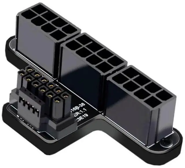 Alt view image 3 of 7 - WRIARICH 90° Up-Angled 12VHPWR 16Pin to Triple ATX 8Pin Power Adapter | ATX3.0 PCIe5.0 for RTX 4080/5090Ti