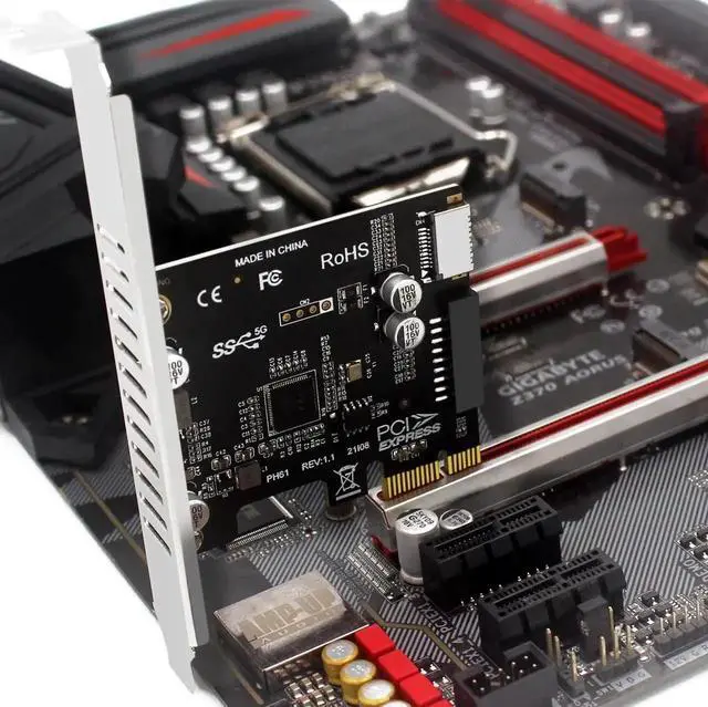 Alt view image 7 of 7 - WRIARICH PCIe 1X to Type-E USB 3.1 + USB 3.0 20Pin Adapter Card, 5Gbps Front Panel Socket Converter for Motherboard