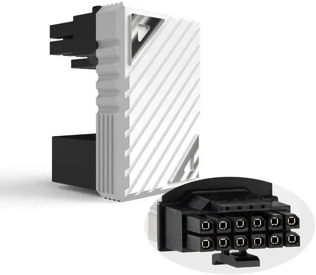 Main image of WRIARICH 16 Pin PCIe 5.0 12VHPWR 180 Degree U-Turn Adapter, Connector Z White Male to Female Angled GPU Power Connector for RTX 40/50 Series Desktop Graphics Card