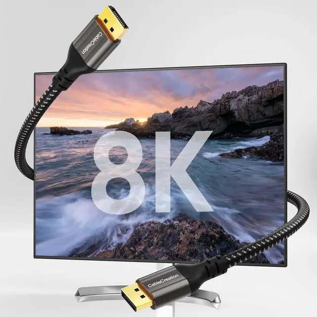 Alt view image 2 of 7 - WRIARICH 10FT DisplayPort 1.4 Cable, HBR3 32.4Gbps Bandwidth Supports 8K@60Hz, 4K@144Hz, 1080P@240Hz HDR10 FreeSync G-Sync HDCP 2.2 for PC Laptop Gaming Monitor Graphics Card