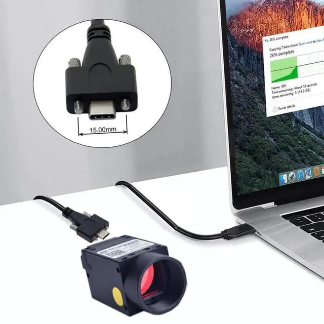 Alt view image 6 of 7 - WRIARICH 3.0M USB 3.0 to USB-C Cable, Dual Locking Connector with Panel Mount Screw for Industrial Camera