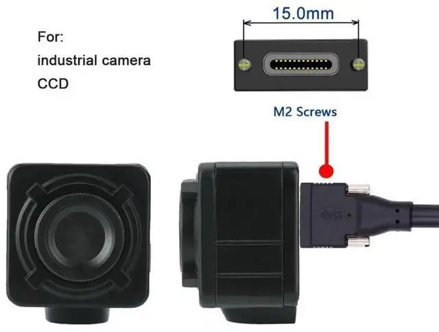 Alt view image 7 of 7 - WRIARICH 3.0M USB 3.0 to USB-C Cable, Dual Locking Connector with Panel Mount Screw for Industrial Camera