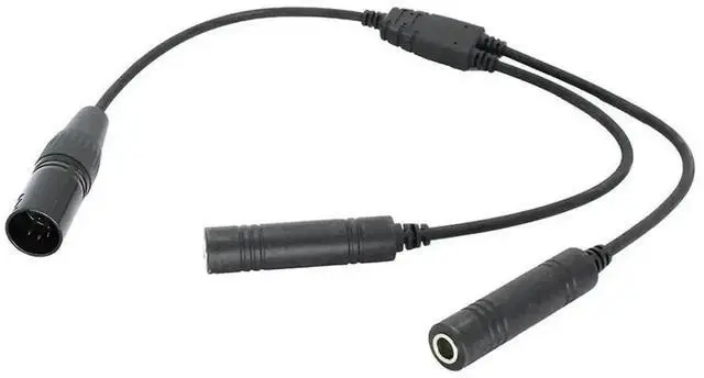 Alt view image 2 of 4 - WRIARICH GA Dual Male Plugs to 5-Pin XLR Female Adapter Cable, Black GA Twin Plug Conversion Cord, Universal for Aviation Intercom Communication