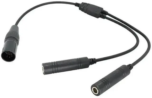 Alt view image 4 of 4 - WRIARICH GA Dual Male Plugs to 5-Pin XLR Female Adapter Cable, Black GA Twin Plug Conversion Cord, Universal for Aviation Intercom Communication