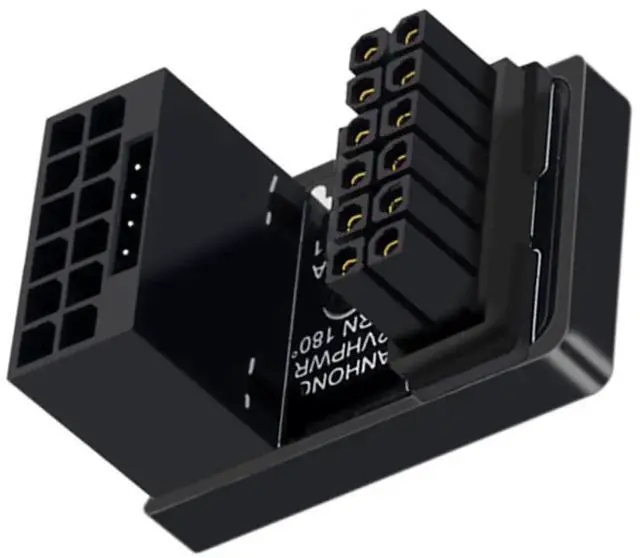 Main image of ATX 3.0 PCIe 5.0 12VHPWR U-Shaped Back Reverse Down-Angled Adapter, 12+4Pin Male to Female 360° Opposite Steering GPU Power Turn Connector, Compatible with RTX 4080 / 5090Ti 16Pin Graphics Cards
