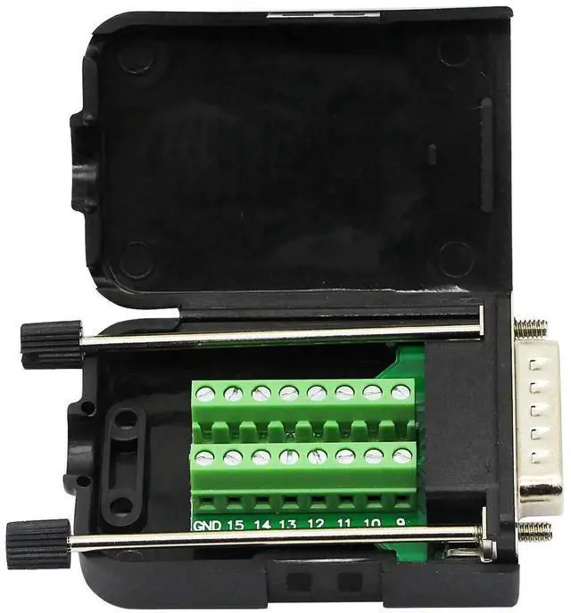 Alt view image 4 of 7 - WRIARICH Black DB15 Male Solderless Breakout Terminal Board with Plastic Shell & Long Mounting Screws, 15Pin D-SUB Serial Signal Screw Terminal Adapter PCB Module (MB Male Version)