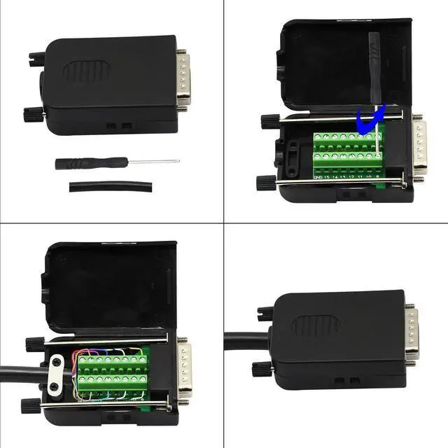 Alt view image 5 of 7 - WRIARICH Black DB15 Male Solderless Breakout Terminal Board with Plastic Shell & Long Mounting Screws, 15Pin D-SUB Serial Signal Screw Terminal Adapter PCB Module (MB Male Version)