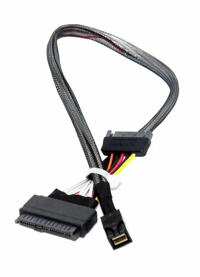 Alt view image 3 of 6 - WRIARICH 50CM Internal HD Mini SAS Cable SFF-8643 to U.2 SFF-8639, 12Gbps NVMe SSD Server Storage Cable with SATA Power