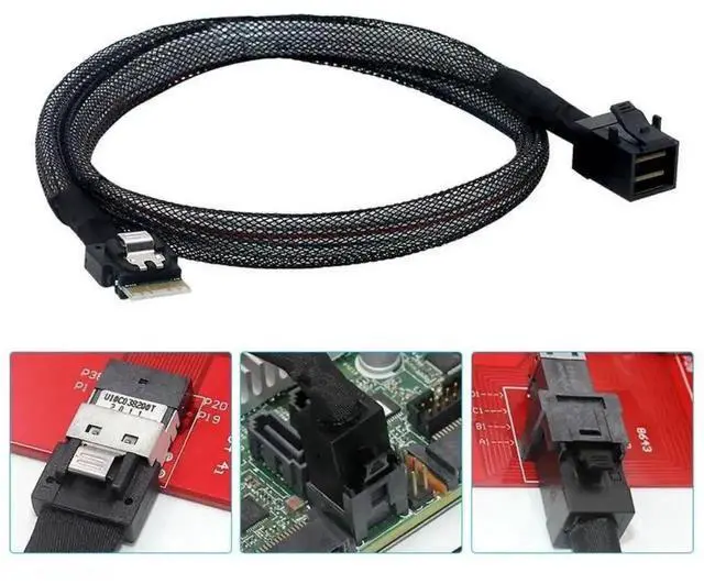 Alt view image 2 of 7 - WRIARICH 50cm Internal Mini SAS SFF-8654 38Pin to SFF-8643 HD RAID Cable Server Hard Drive Data Cable